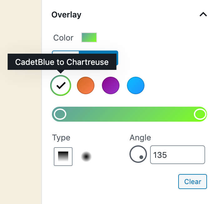 Preset personalizzati del gradiente