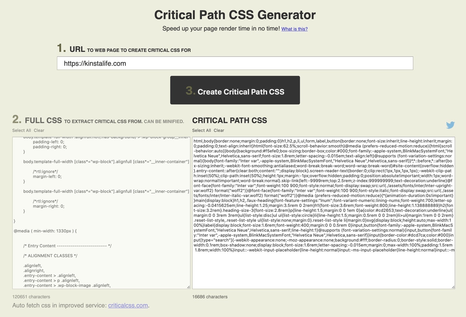 Generare CSS critici.