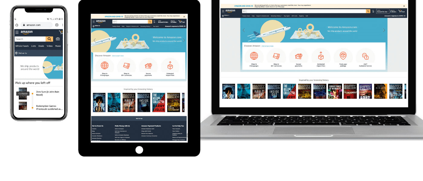 Amazon su cellulare, tablet e laptop