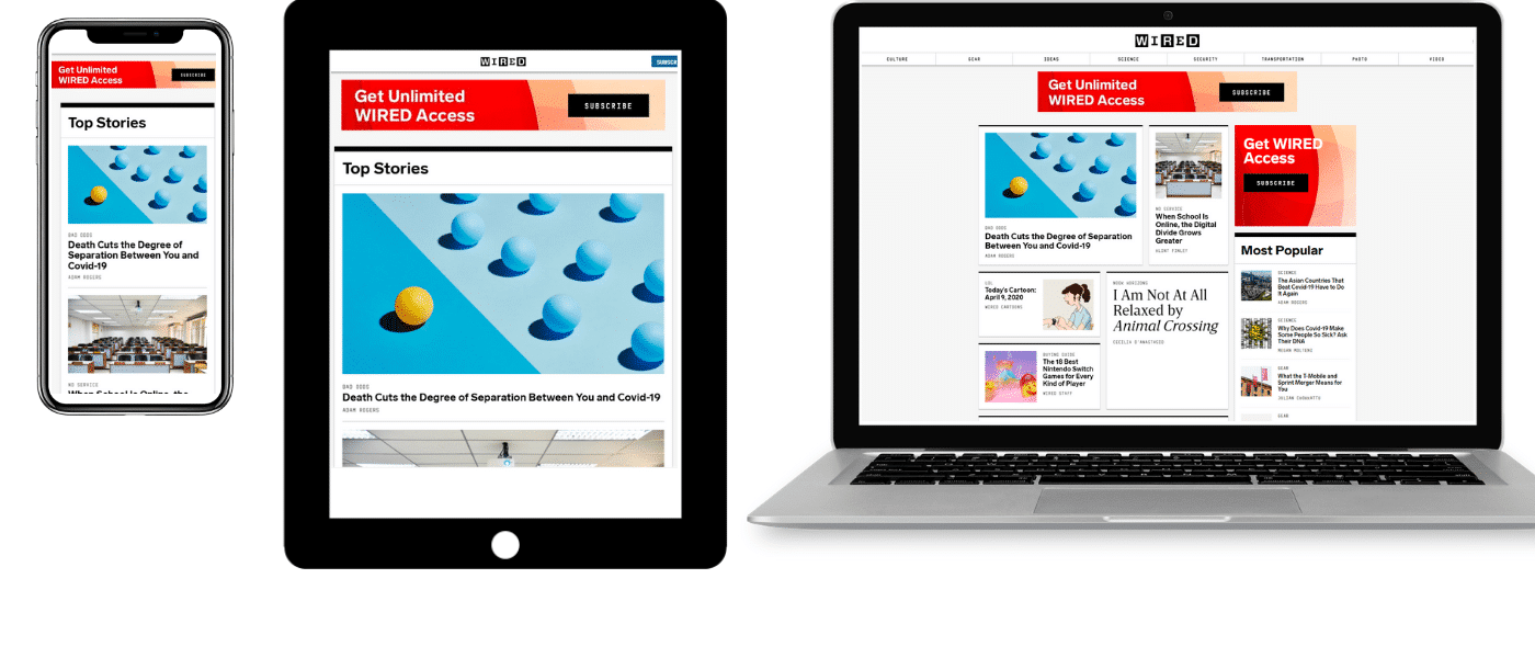 Wired su cellulare, tablet e laptop