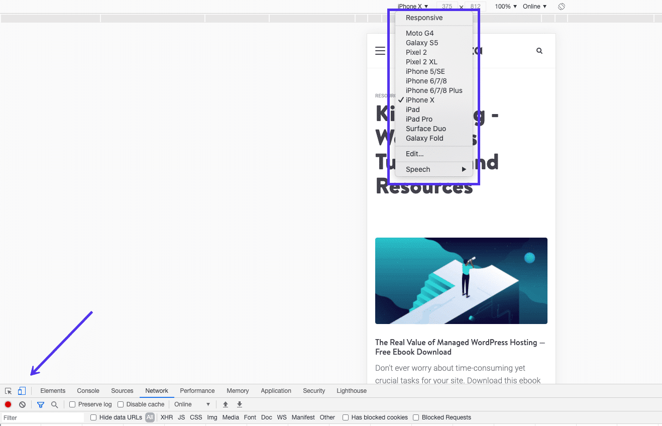 Test di layout reattivi e mobili in Chrome