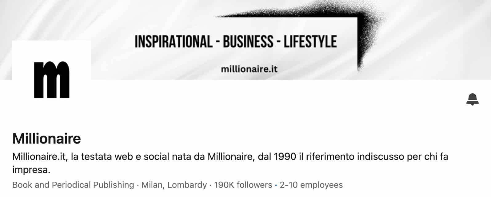Schermata della pagina LinkedIn di Millionaire