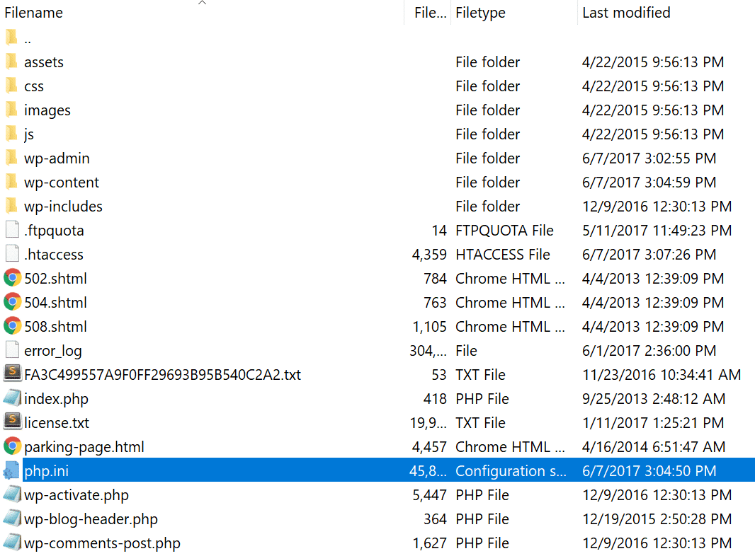 php.ini file php.iniファイル