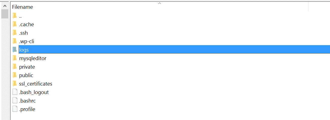 WordPress error logs folder (SFTP) WordPressのエラーログのフォルダ(SFTP)