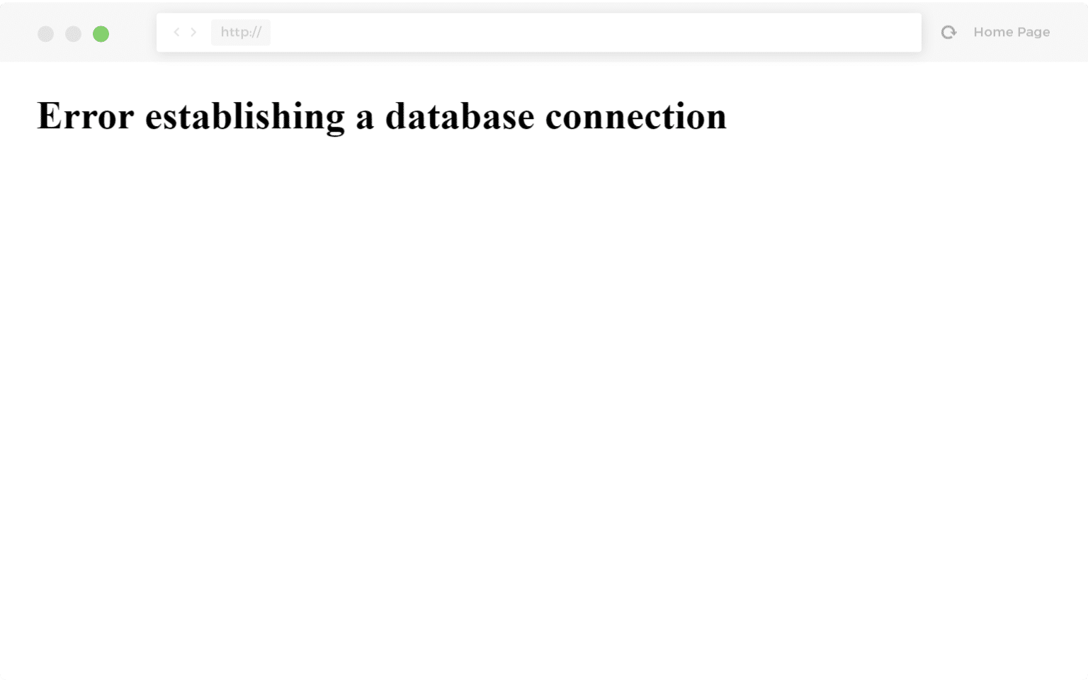 Example of error establishing a database connection 「データベース接続確立エラー」の表示例