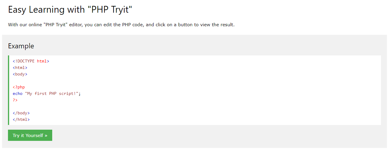 W3SchoolsのPHPチュートリアル