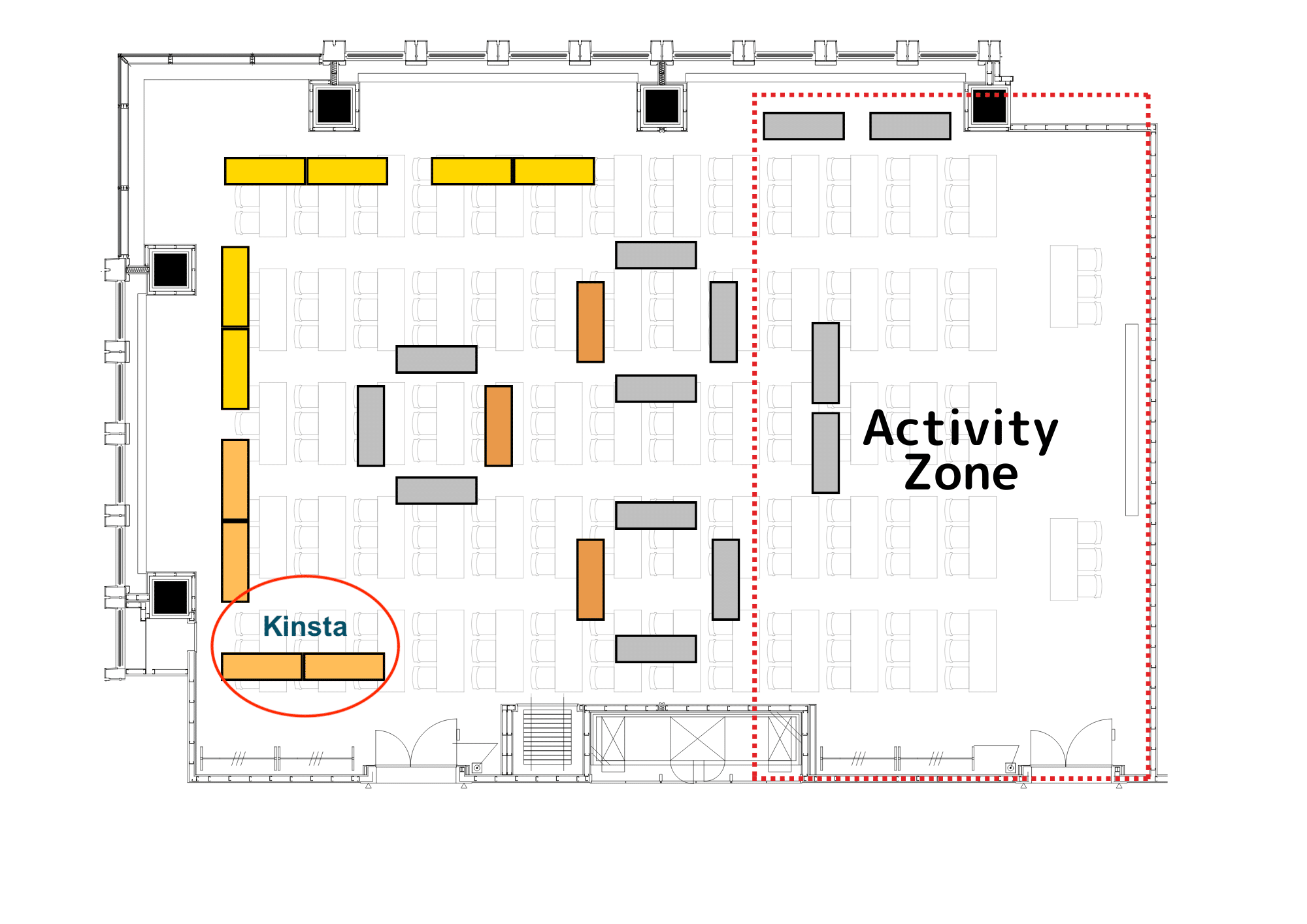 WordCamp Kansai 2025のKinstaブース（ナレッジキャピタル カンファレンスルーム Room C03/C04）