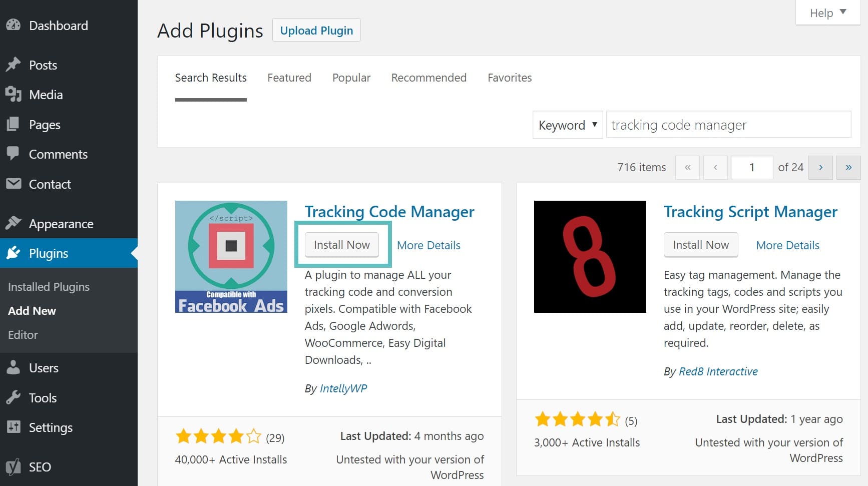 Install Tracking Code Manager WordPress plugin Installeer de Tracking Code Manager WordPress plugin