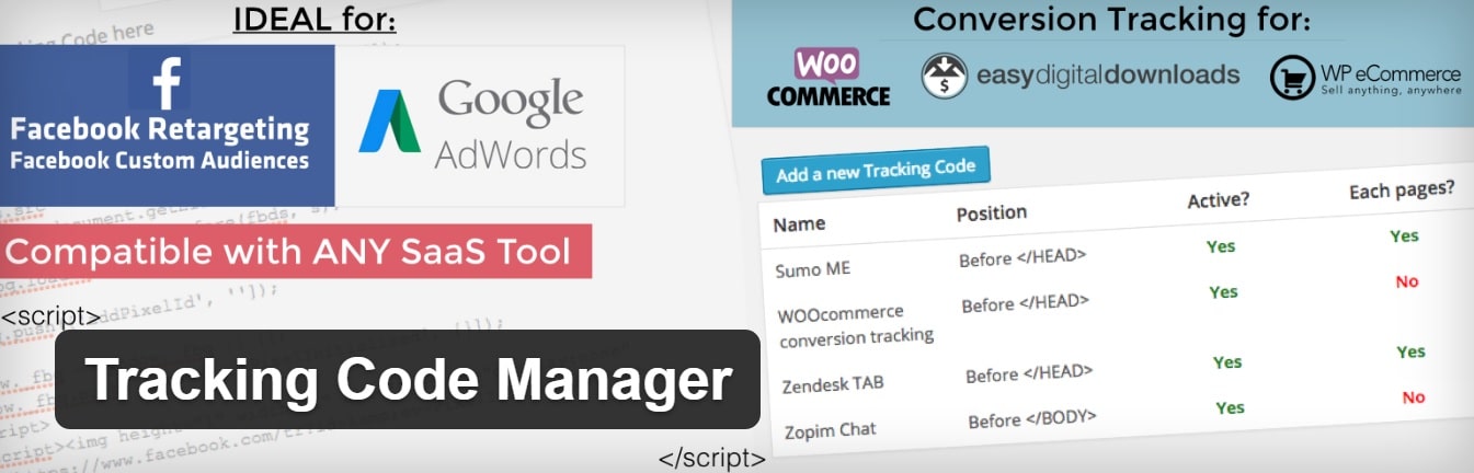 Tracking Code Manager plugin Tracking Code Manager plugin