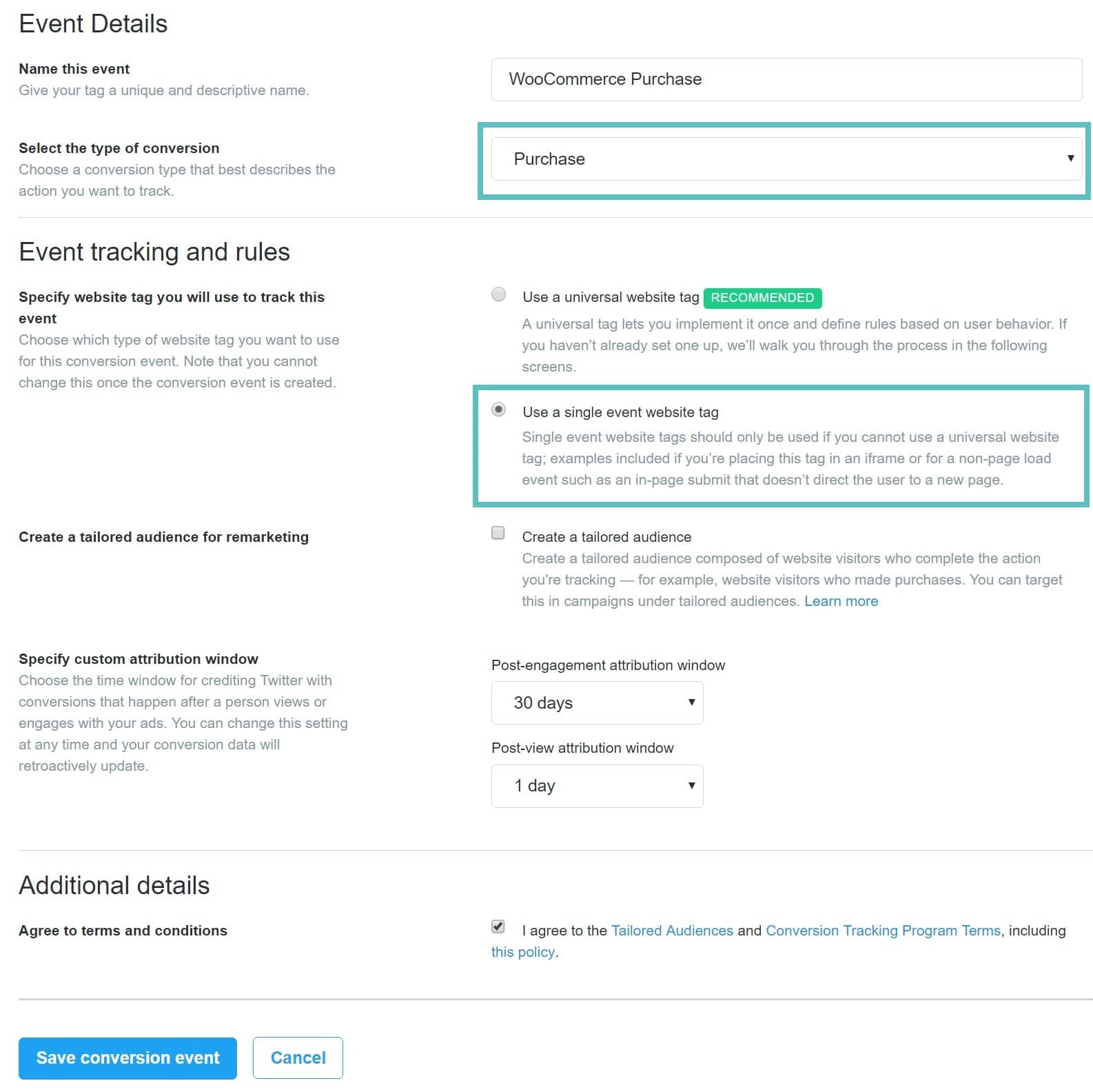Twitter single event pixel Twitter Pixel voor enkele gebeurtenis