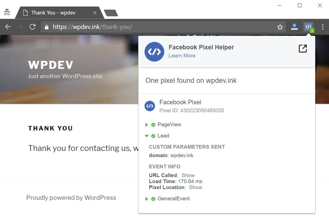 Verify Facebook lead event Verifieer Facebook Lead gebeurtenis