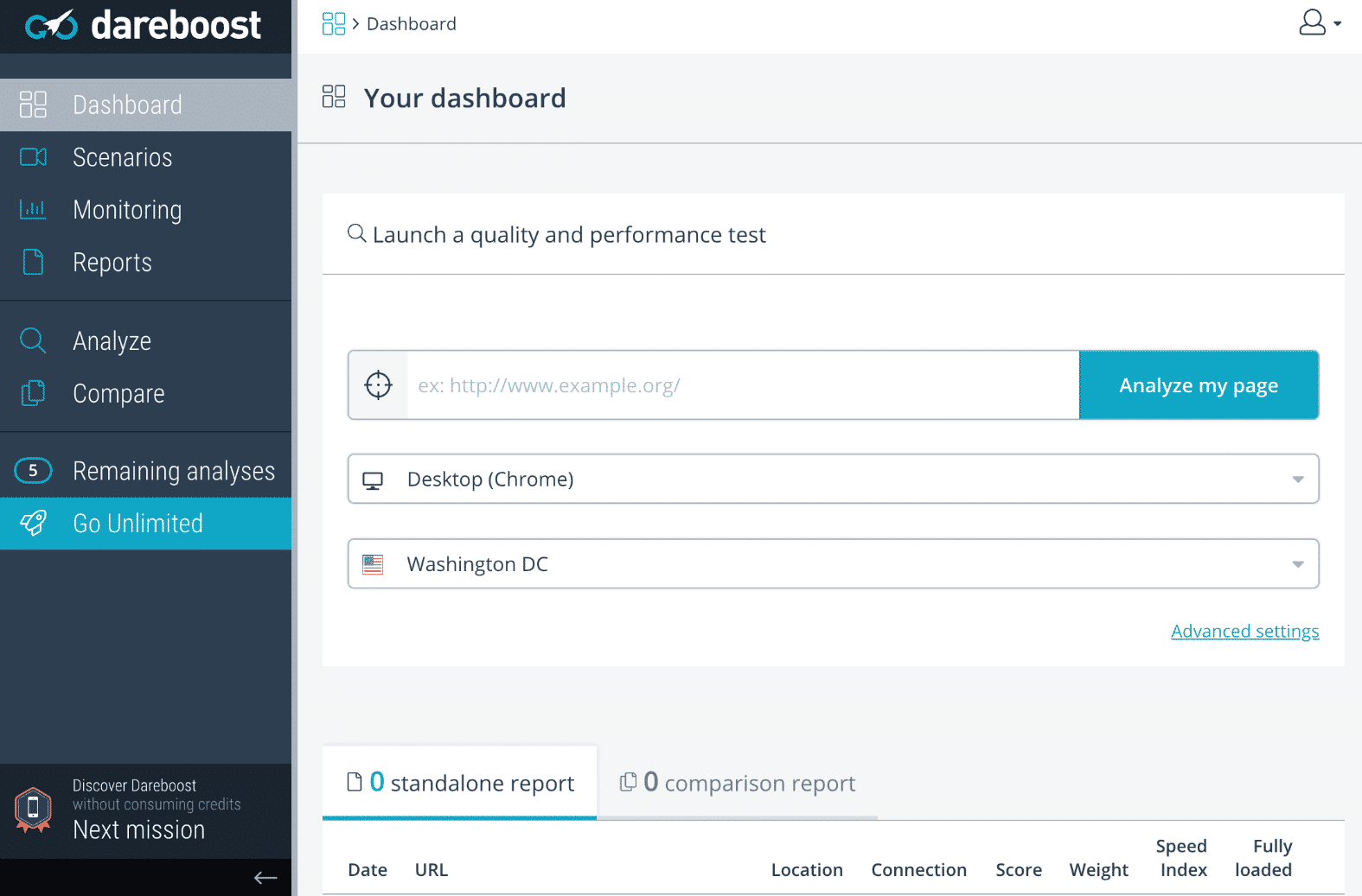 DareBoost website snelheidstest hulpmiddel