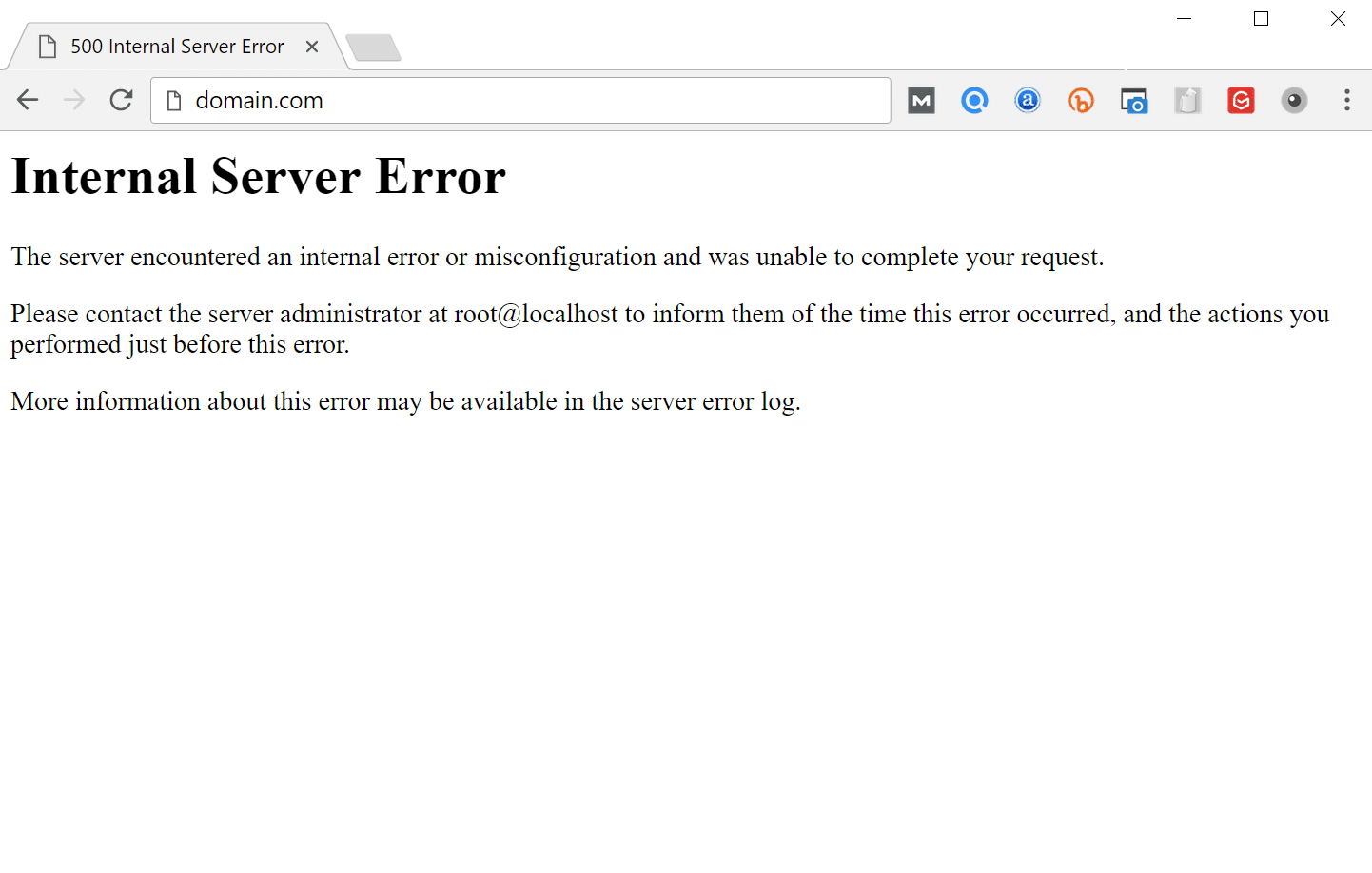 Internal Server Error ‘Interne server’-foutmelding