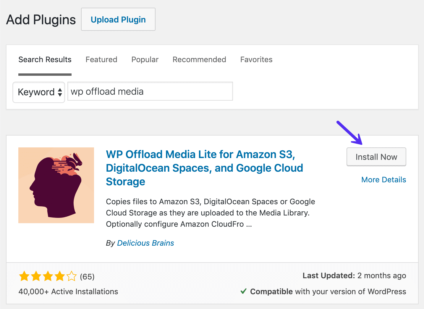 Installeren van de WP Offload Lite WordPress-plugin