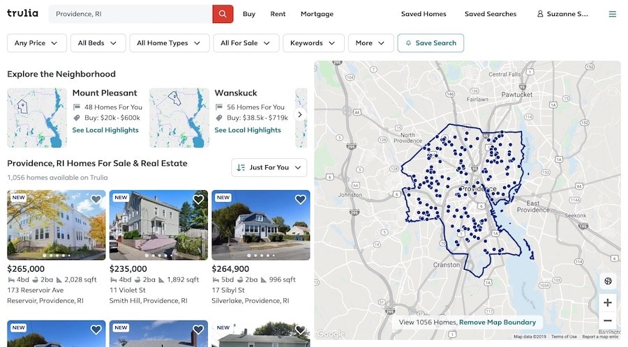 Trulia: voorbeeld van een resultatenpagina