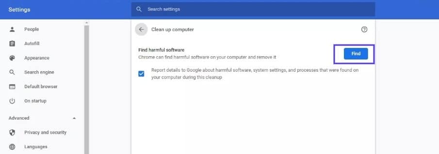 De cleanup tool in Google Chrome
