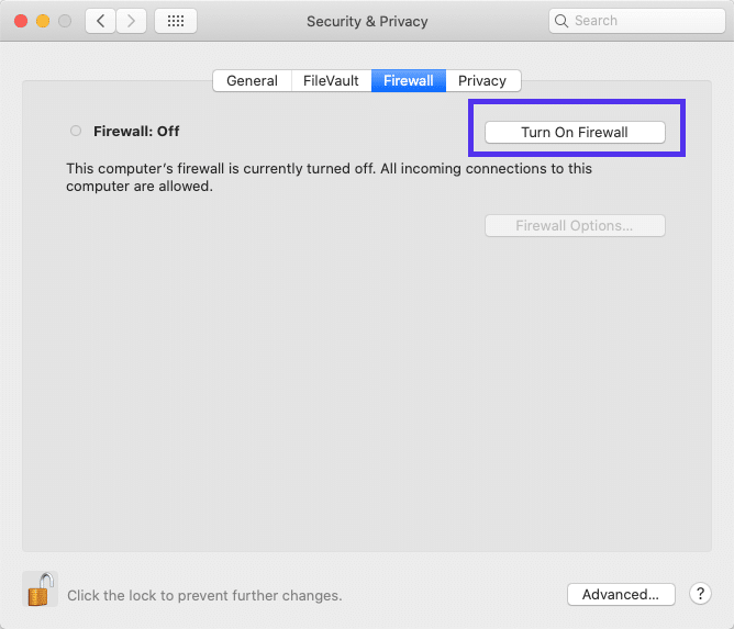 Firewall applicatie in MacOS