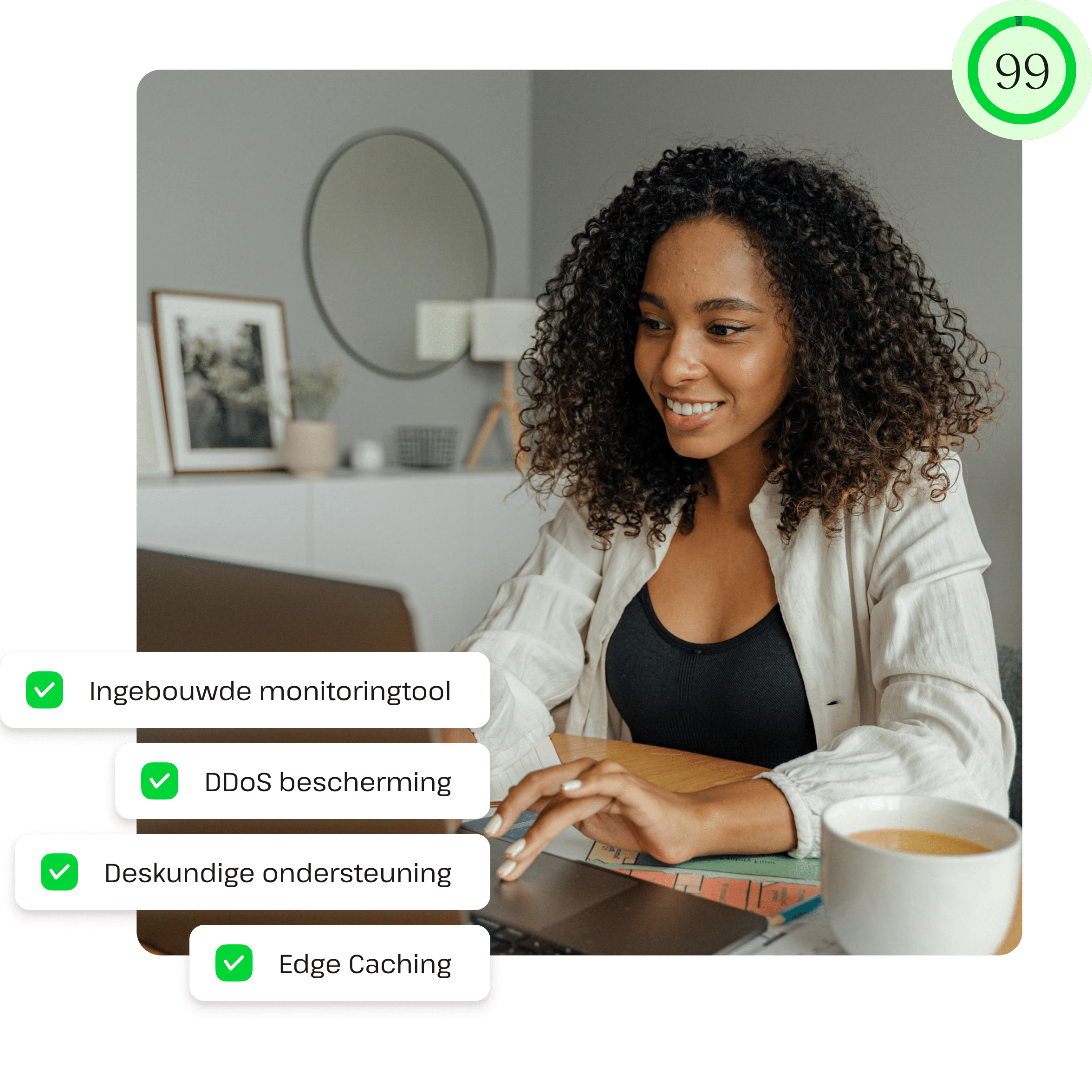 Ingebouwde bewakingstool, DDoS-bescherming, ondersteuning voor experts en Edge caching.
