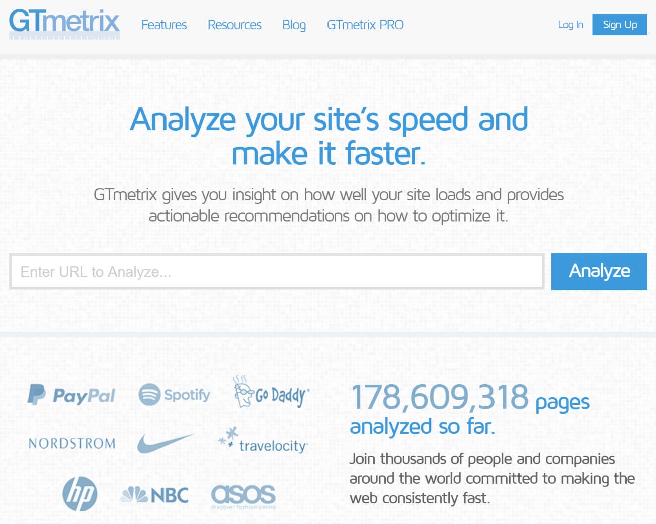Ferramenta de teste de velocidade de websites GTmetrix