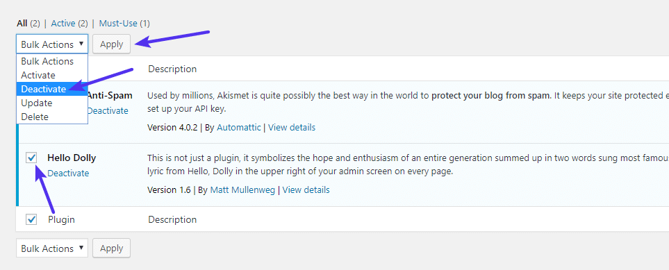 Como desativar os plugins do WordPress em grupo a partir do painel