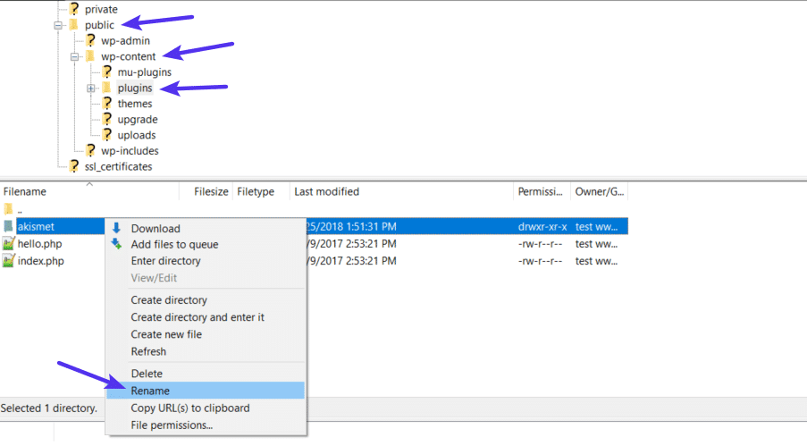 Como desativar um plugin via FTP