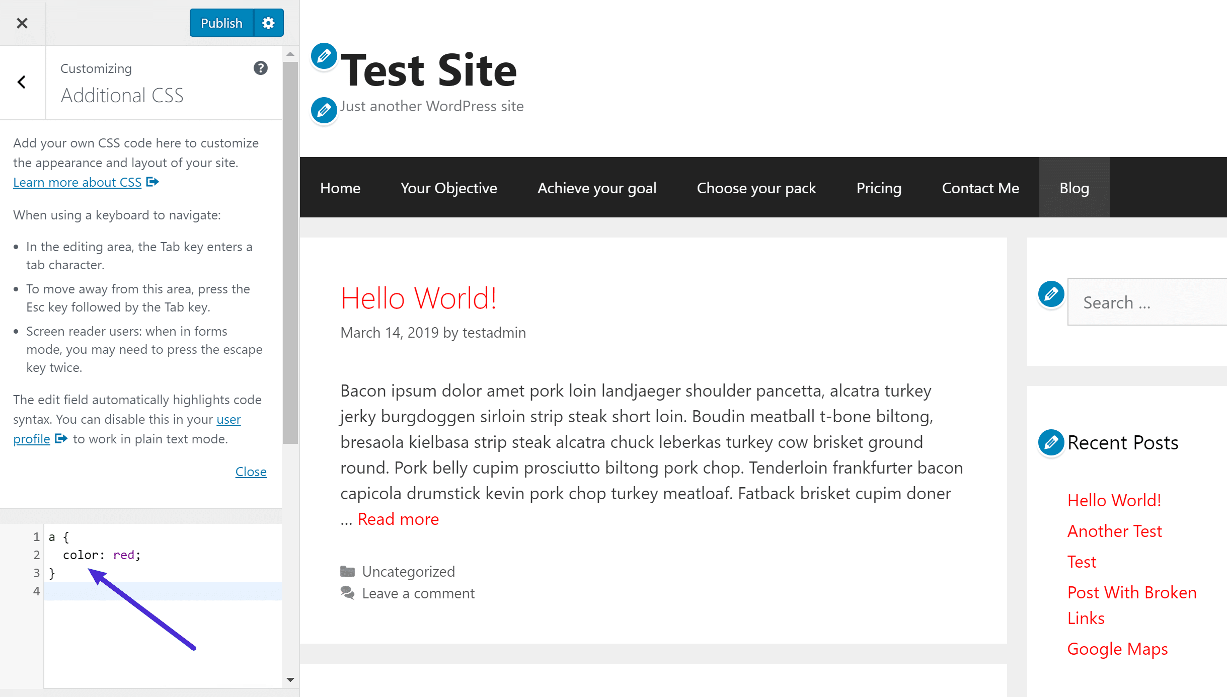 Como editar CSS no WordPress Customizer