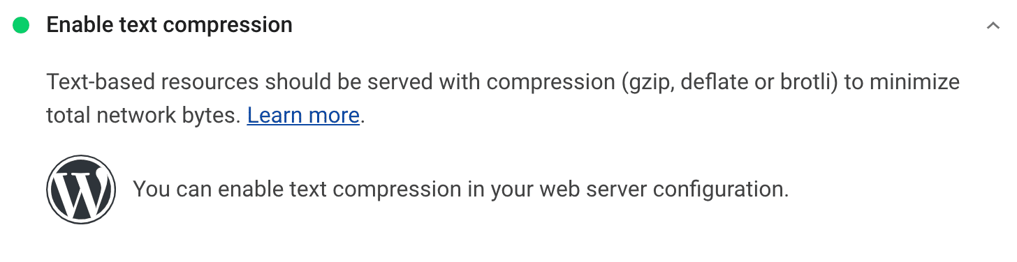 Ativar a recomendação de compressão de texto.