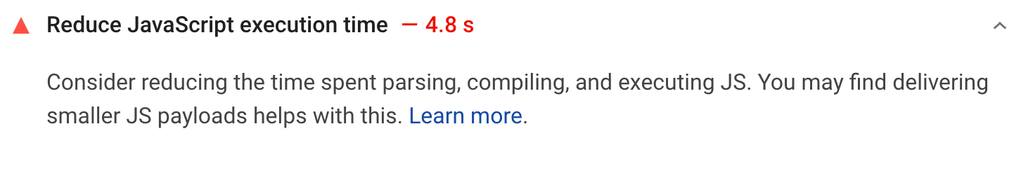 Reduzir a recomendação de tempo de execução JavaScript