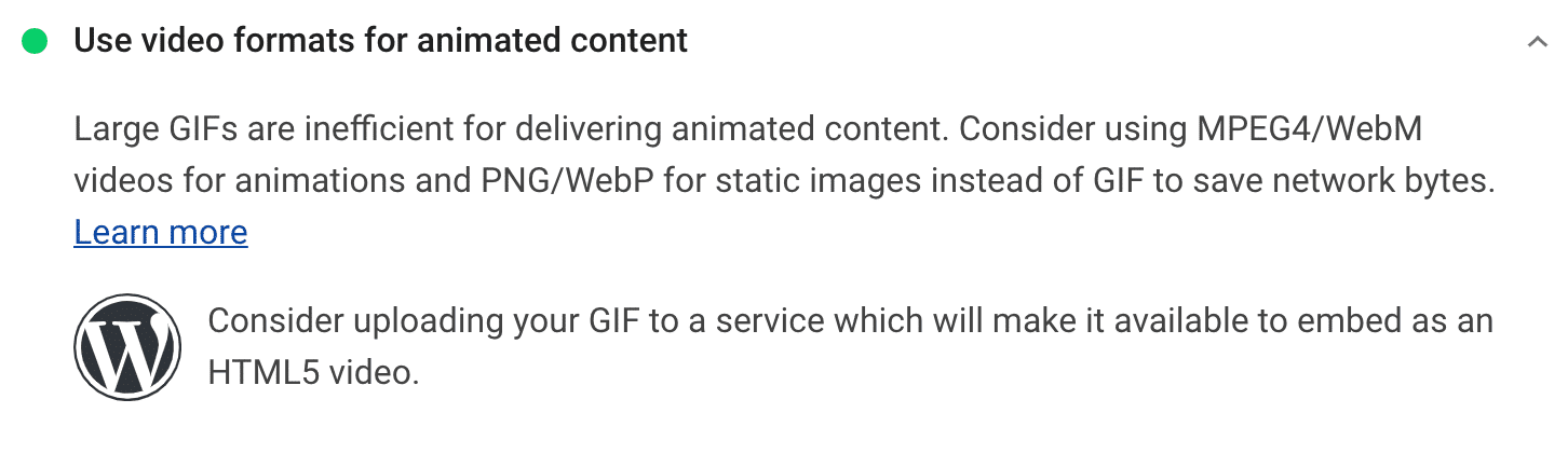 Use formatos de vídeo para recomendação de conteúdo animado.