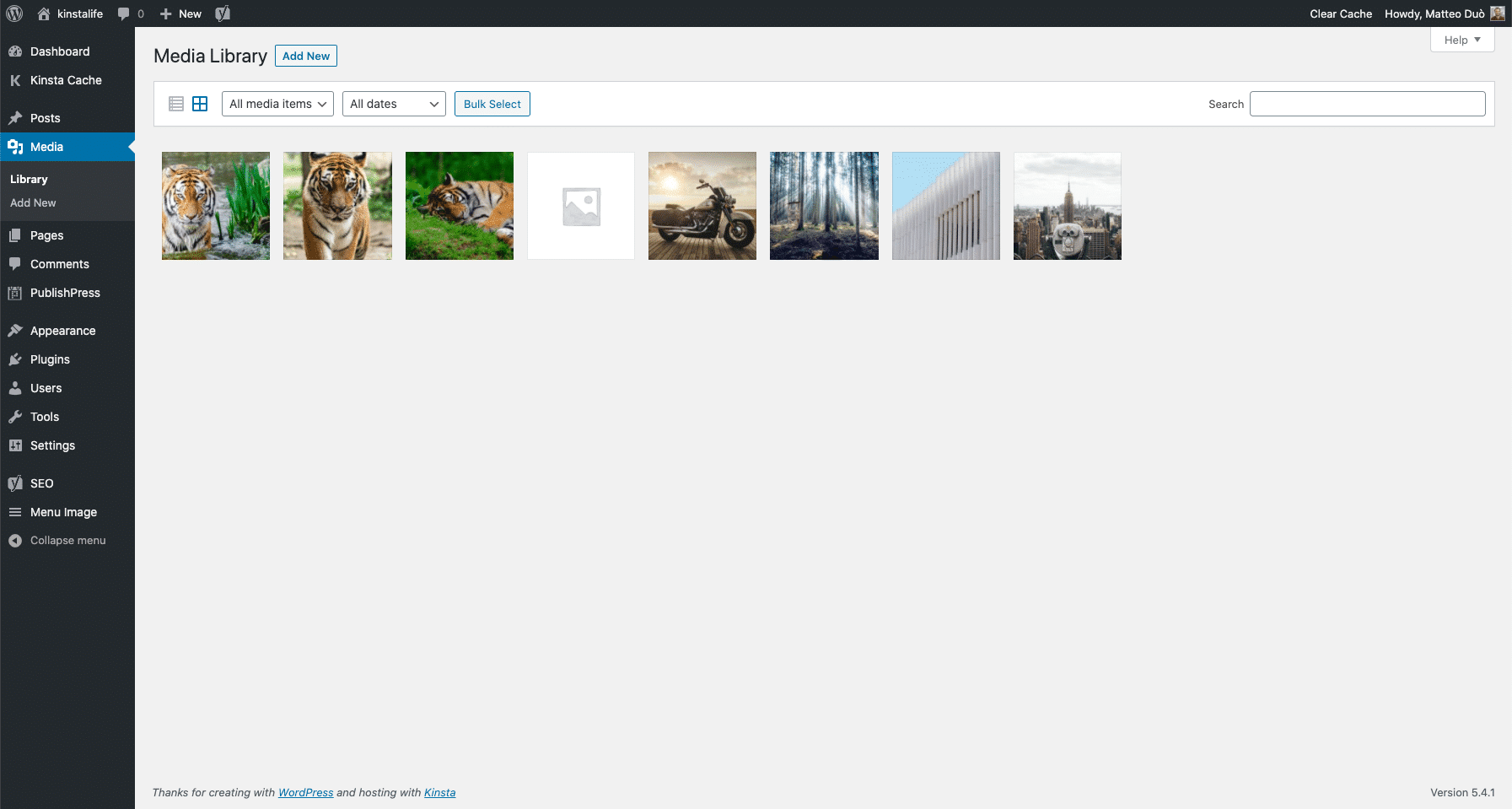 Biblioteca de Mídia WordPress