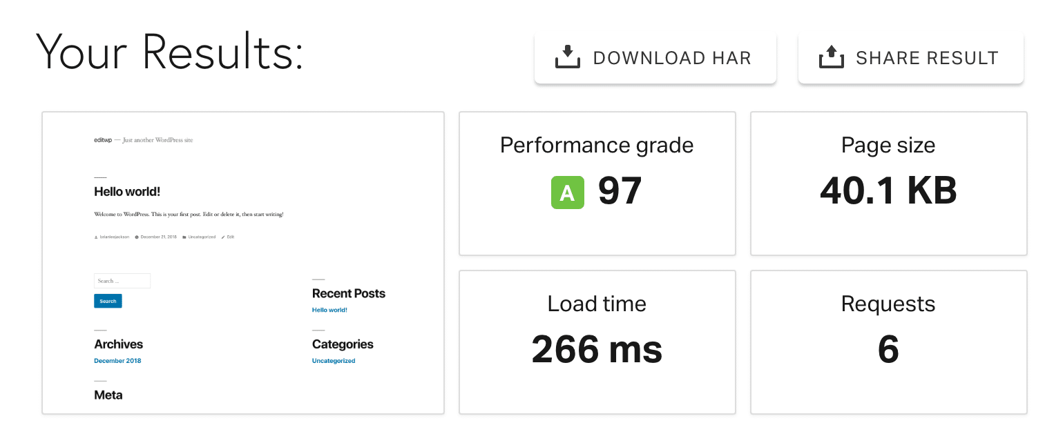 Speed test with cache