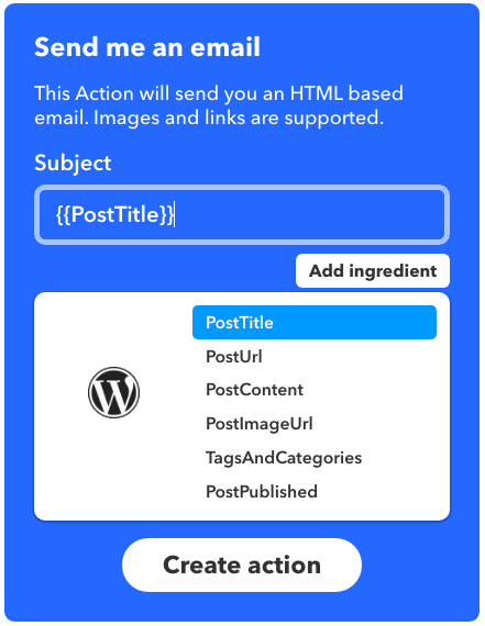 Zutaten, die vom WordPress