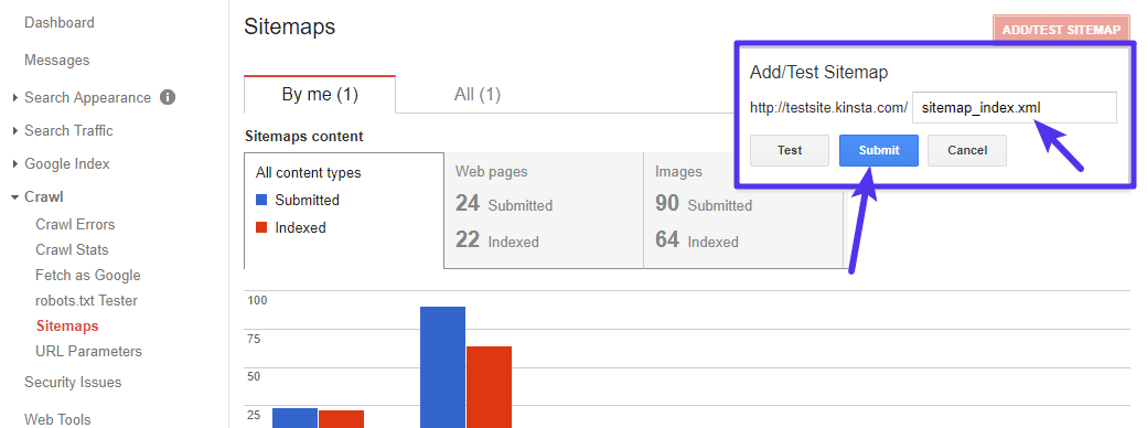 Aggiungere la posizione della sitemap