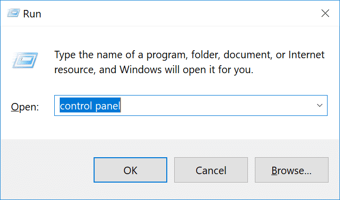 Símbolo del sistema que muestra cómo ejecutar el Panel de control en Windows