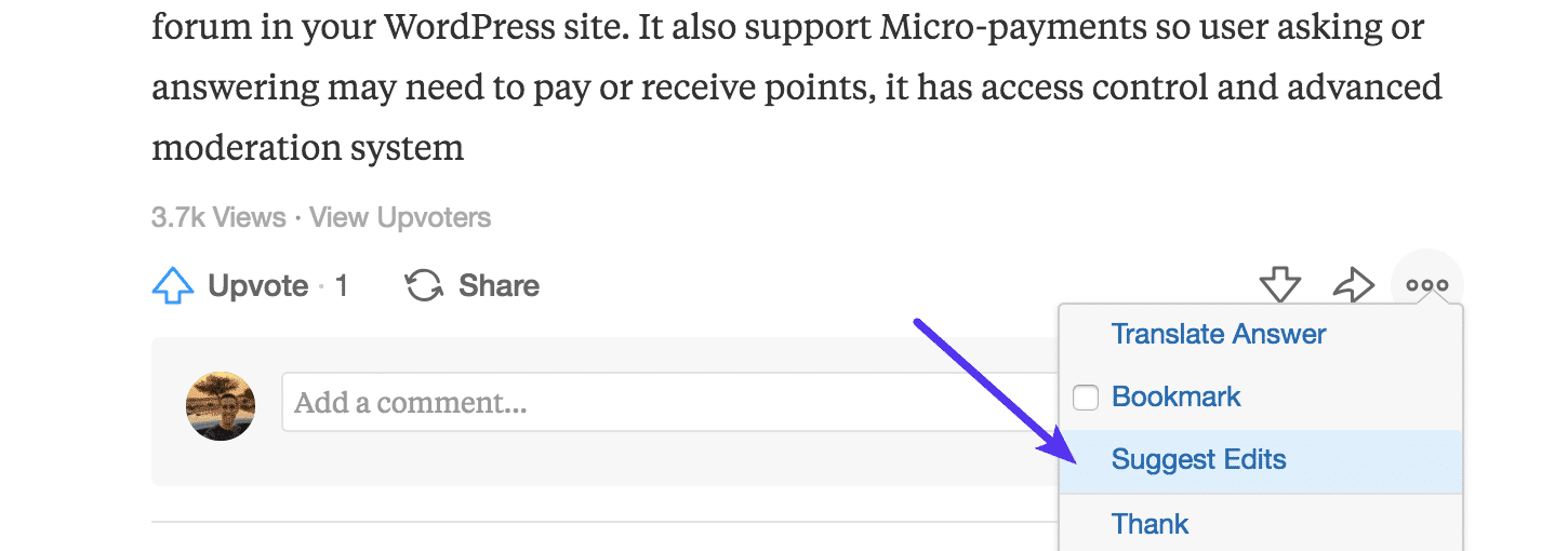 Quora sugere edições