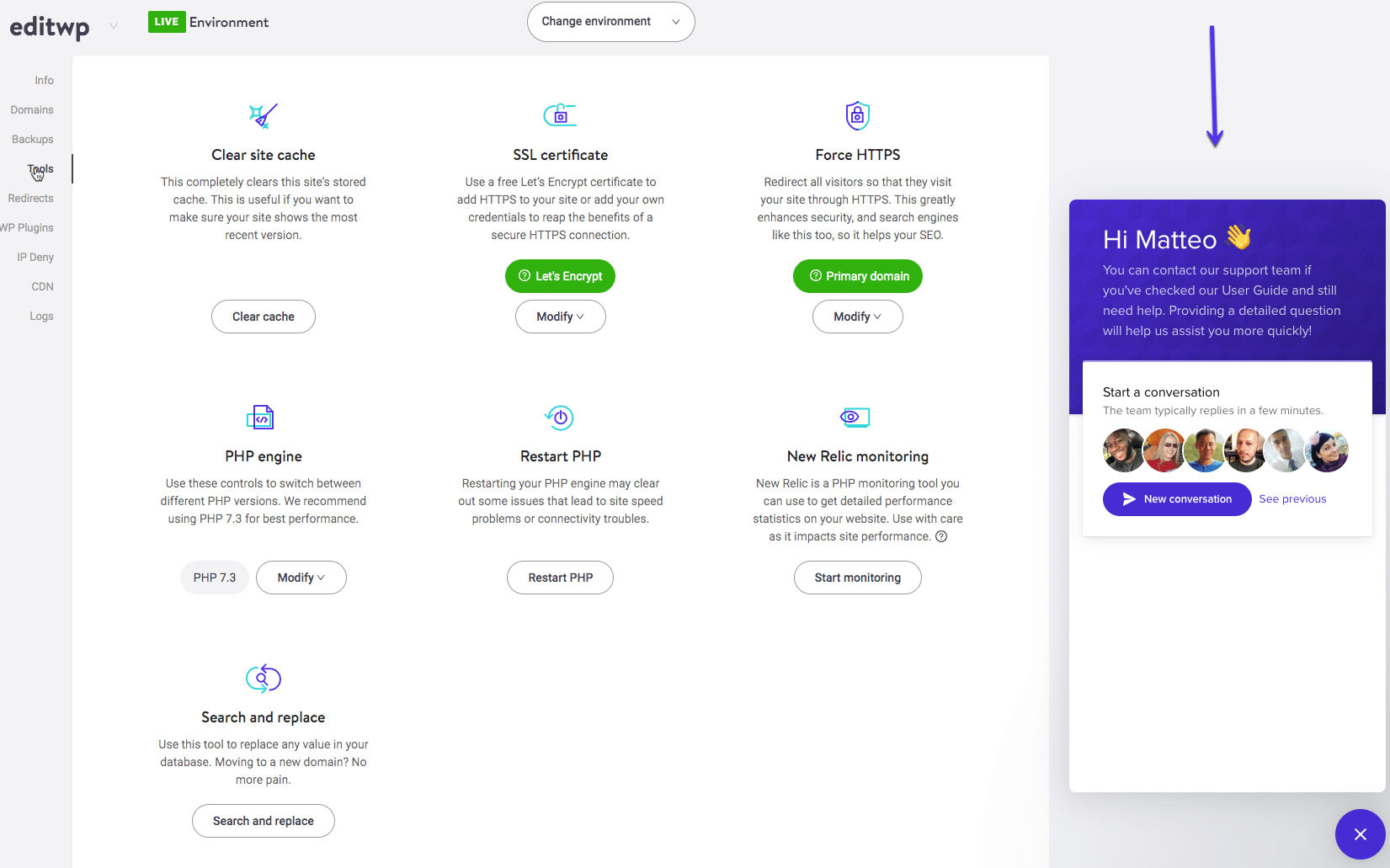 Come trovare aiuto nel cruscotto di MyKinsta