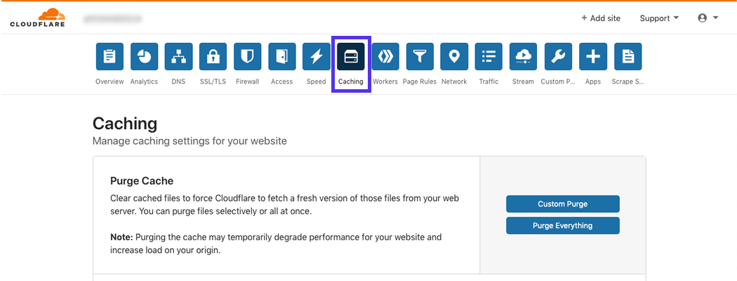 Cloudflare’s Caching page
