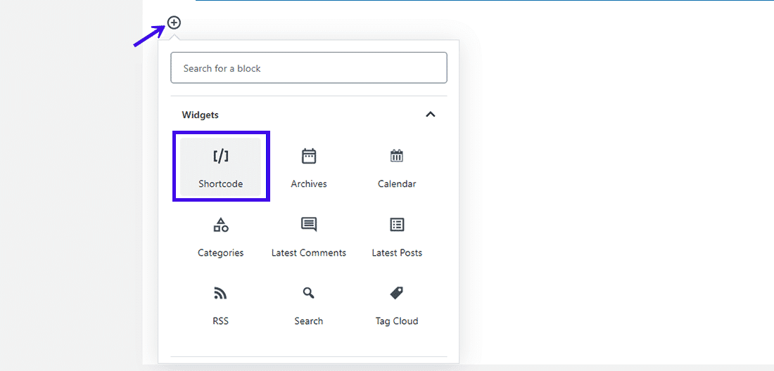 How to add the new Shortcode block in the Block Editor