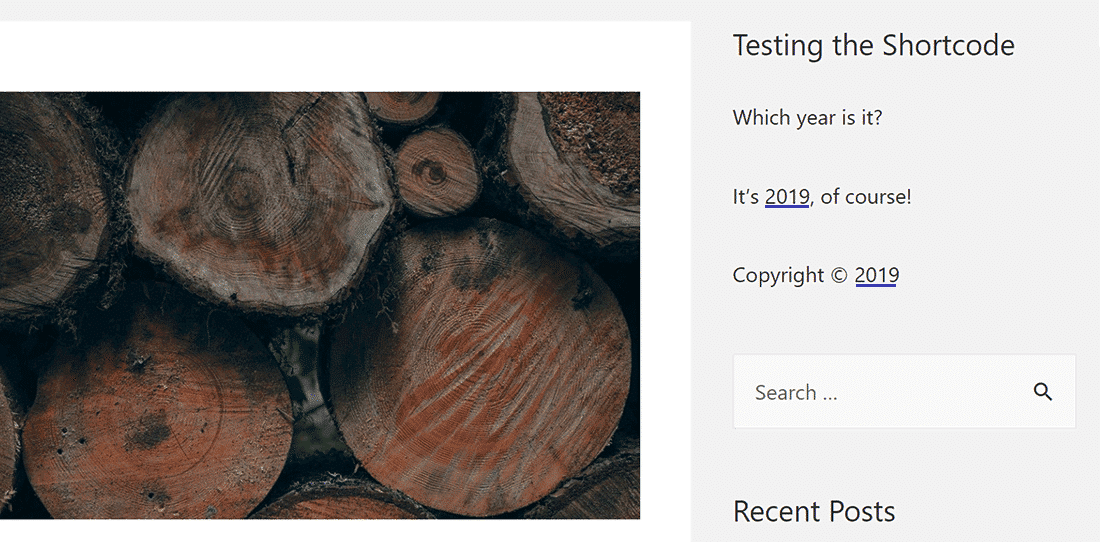 Output of the year shortcode 