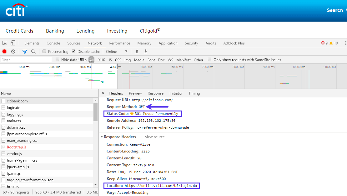 Exploring the 301 response's headers in depth