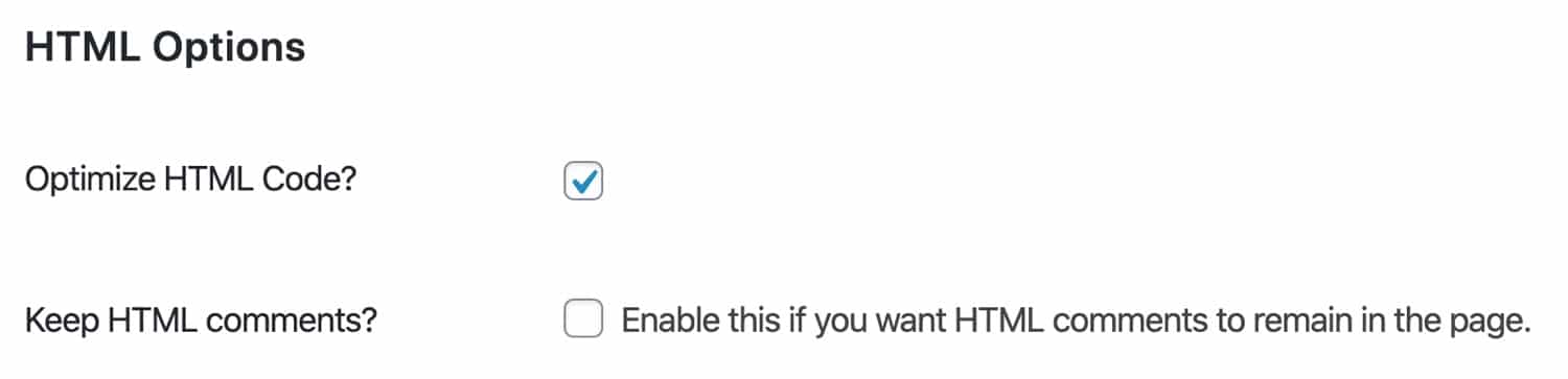 HTML optimization in Autoptimize.