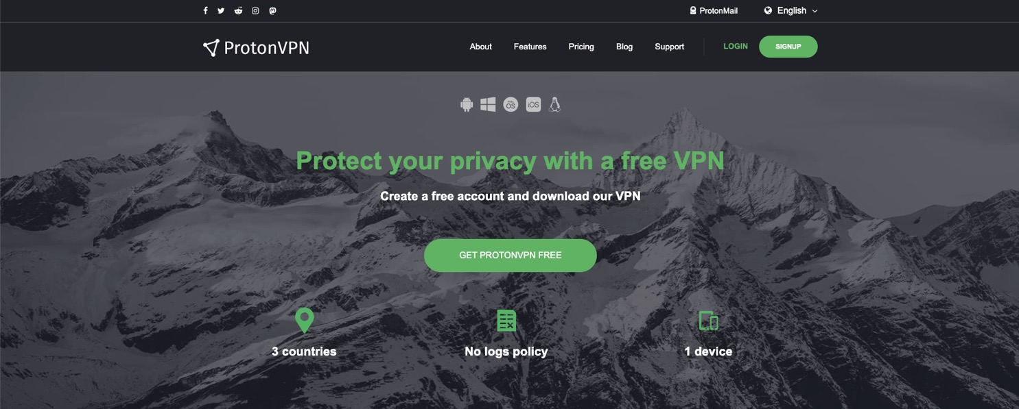 ProtonVPN free VPN service