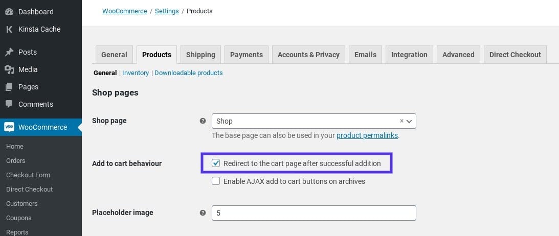 direct checkout redirect