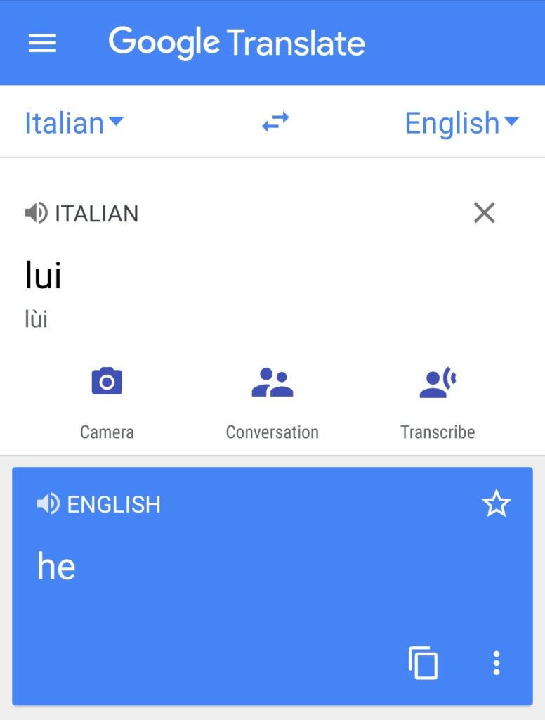 Lui em italiano significa 
