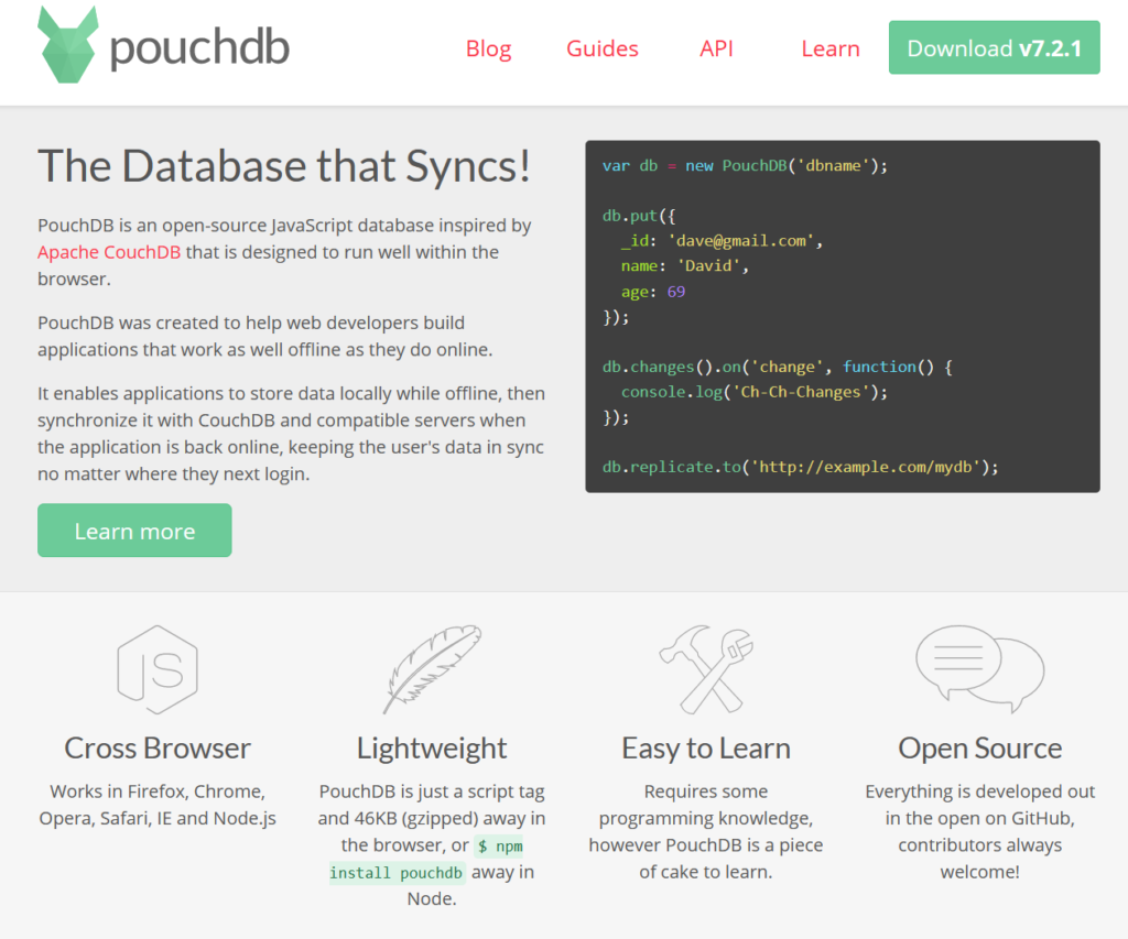 PouchDB banco de dados JavaScript de código aberto