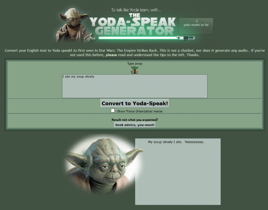 O Gerador Yoda-Speak