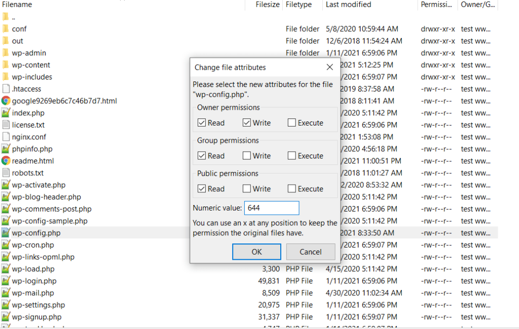 Cómo introducir nuevos permisos de archivos con FileZilla