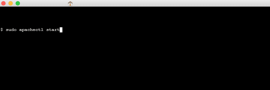 Commando om Apache in de Mac Terminal te starten.