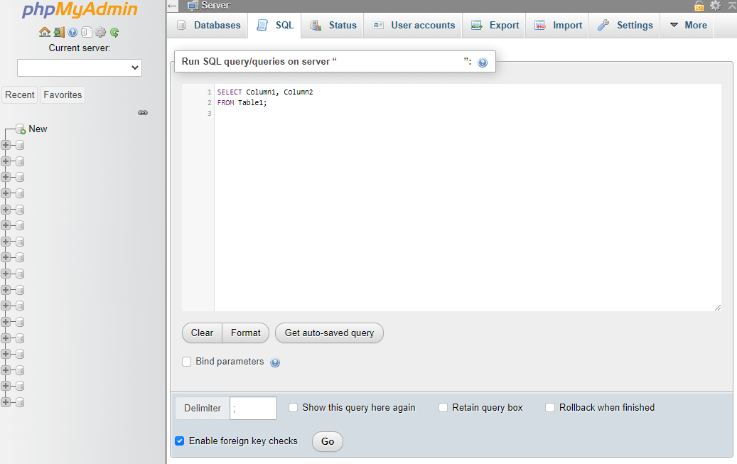 Uitvoeren van een SQL Query in phpMyAdmin
