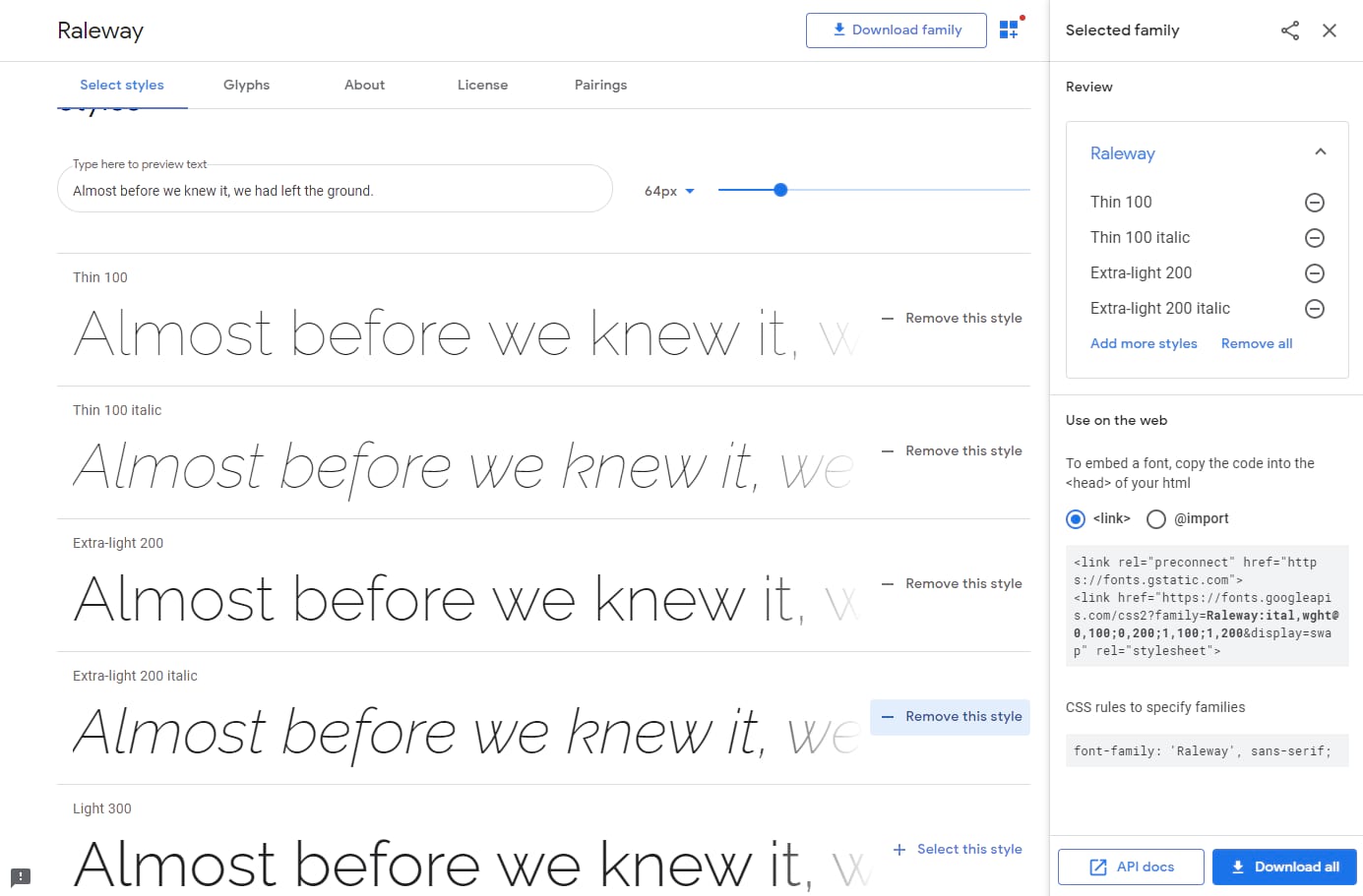 Scegliere un font in Google Fonts.